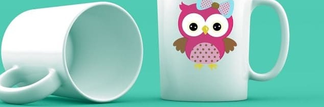 Canecas brancas personalizadas com arte de corujinha