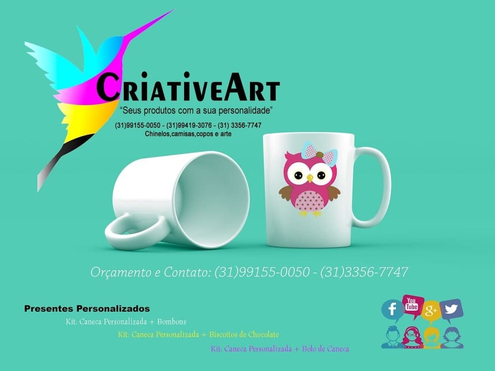 Canecas personalizadas da Criative Art com arte de corujinha