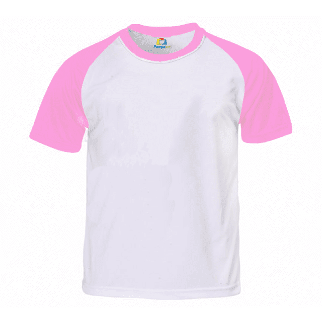 Camiseta raglan rosa manga curta adulto para sublimação